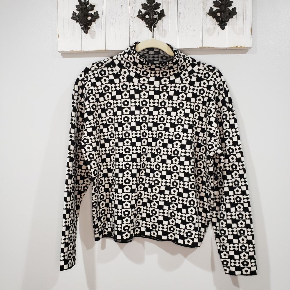 Maeve Carys Geometric Mockneck Sweater S